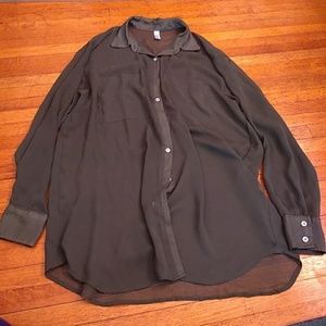 Sage chiffon button down